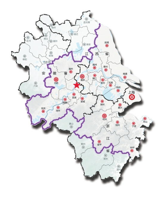 规划显示,长三角城市群在上海市,江苏省,浙江省,安徽省范围内,由以图片